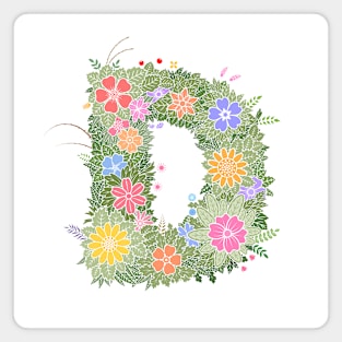 "D" Floral Letter Monogram Magnet